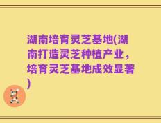 湖南培育灵芝基地(湖南打造灵芝种植产业，培育灵芝基地成效显著)