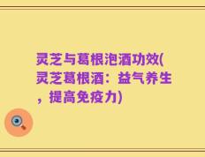 灵芝与葛根泡酒功效(灵芝葛根酒：益气养生，提高免疫力)