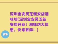 深圳宝安灵芝新安店湘味坊(深圳宝安灵芝新安店开业！湘味坊大优惠，快来尝鲜！)
