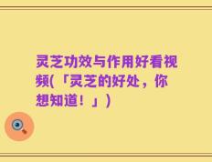 灵芝功效与作用好看视频(「灵芝的好处，你想知道！」)