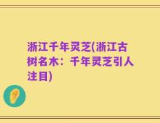 浙江千年灵芝(浙江古树名木：千年灵芝引人注目)