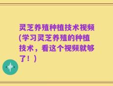 灵芝养殖种植技术视频(学习灵芝养殖的种植技术，看这个视频就够了！)