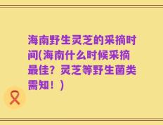 海南野生灵芝的采摘时间(海南什么时候采摘最佳？灵芝等野生菌类需知！)