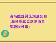 海马鹿茸灵芝泡酒配方(海马鹿茸灵芝泡酒自制教程分享)