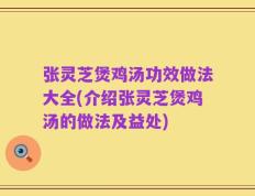 张灵芝煲鸡汤功效做法大全(介绍张灵芝煲鸡汤的做法及益处)