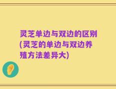灵芝单边与双边的区别(灵芝的单边与双边养殖方法差异大)