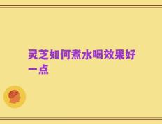 灵芝如何煮水喝效果好一点