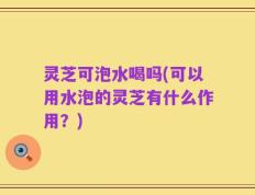 灵芝可泡水喝吗(可以用水泡的灵芝有什么作用？)