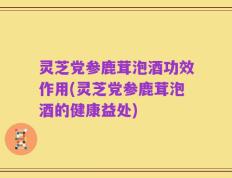 灵芝党参鹿茸泡酒功效作用(灵芝党参鹿茸泡酒的健康益处)