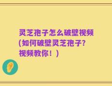 灵芝孢子怎么破壁视频(如何破壁灵芝孢子？视频教你！)