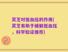 灵芝对低血压的作用(灵芝有助于缓解低血压，科学验证推荐)