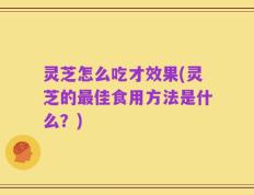 灵芝怎么吃才效果(灵芝的最佳食用方法是什么？)