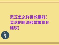 灵芝怎么样用效果好(灵芝的用法和效果优化建议)
