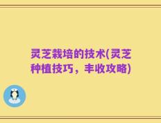 灵芝栽培的技术(灵芝种植技巧，丰收攻略)