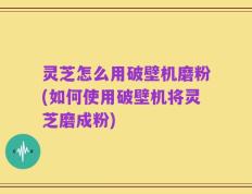 灵芝怎么用破壁机磨粉(如何使用破壁机将灵芝磨成粉)