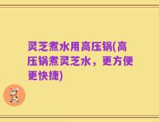 灵芝煮水用高压锅(高压锅煮灵芝水，更方便更快捷)