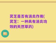 灵芝是否有消炎作用(灵芝：一种具有消炎功效的天然草药)