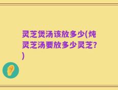 灵芝煲汤该放多少(炖灵芝汤要放多少灵芝？)