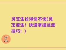 灵芝生长得快不快(灵芝速生！快速掌握这些技巧！)