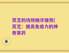 灵芝的功效精华推荐(灵芝：提高免疫力的神奇草药