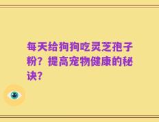每天给狗狗吃灵芝孢子粉？提高宠物健康的秘诀？