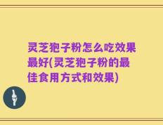 灵芝狍子粉怎么吃效果最好(灵芝狍子粉的最佳食用方式和效果)