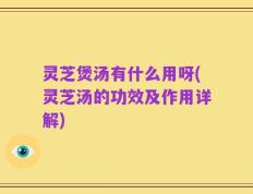 灵芝煲汤有什么用呀(灵芝汤的功效及作用详解)