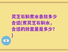 灵芝石斛煮水各放多少合适(煮灵芝石斛水，合适的放置量是多少？)