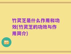 竹灵芝是什么作用和功效(竹灵芝的功效与作用简介)