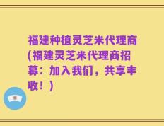 福建种植灵芝米代理商(福建灵芝米代理商招募：加入我们，共享丰收！)