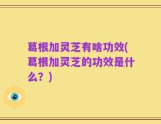 葛根加灵芝有啥功效(葛根加灵芝的功效是什么？)