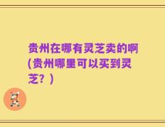 贵州在哪有灵芝卖的啊(贵州哪里可以买到灵芝？)