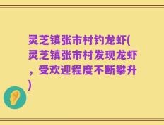 灵芝镇张市村钓龙虾(灵芝镇张市村发现龙虾，受欢迎程度不断攀升)