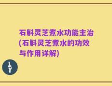 石斛灵芝煮水功能主治(石斛灵芝煮水的功效与作用详解)