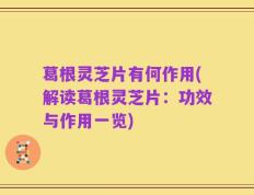 葛根灵芝片有何作用(解读葛根灵芝片：功效与作用一览)