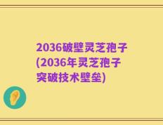 2036破壁灵芝孢子(2036年灵芝孢子突破技术壁垒)