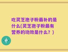 吃灵芝孢子粉最补的是什么(灵芝孢子粉最有营养的功效是什么？)