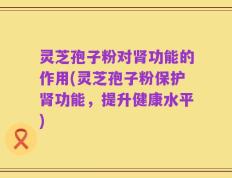灵芝孢子粉对肾功能的作用(灵芝孢子粉保护肾功能，提升健康水平)