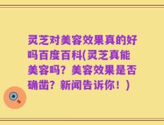 灵芝对美容效果真的好吗百度百科(灵芝真能美容吗？美容效果是否确凿？新闻告诉你！)