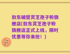 敖东破壁灵芝孢子粉旗舰店(敖东灵芝孢子粉旗舰店正式上线，限时优惠等你来抢！)