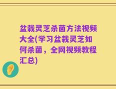 盆栽灵芝杀菌方法视频大全(学习盆栽灵芝如何杀菌，全网视频教程汇总)
