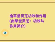 南草堂灵芝功效和作用(南草堂灵芝：功效与作用简介)