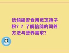 信鸽能否食用灵芝孢子粉？？了解信鸽的饲养方法与营养需求？