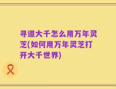寻道大千怎么用万年灵芝(如何用万年灵芝打开大千世界)