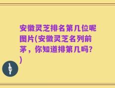 安徽灵芝排名第几位呢图片(安徽灵芝名列前茅，你知道排第几吗？)
