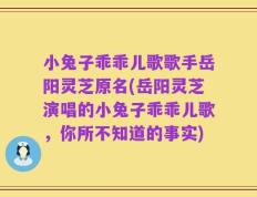 小兔子乖乖儿歌歌手岳阳灵芝原名(岳阳灵芝演唱的小兔子乖乖儿歌，你所不知道的事实)
