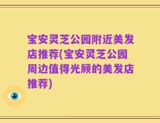 宝安灵芝公园附近美发店推荐(宝安灵芝公园周边值得光顾的美发店推荐)