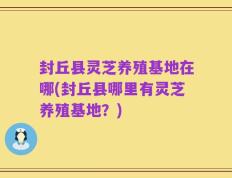 封丘县灵芝养殖基地在哪(封丘县哪里有灵芝养殖基地？)