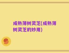 成熟薄树灵芝(成熟薄树灵芝的妙用)