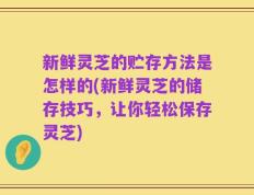 新鲜灵芝的贮存方法是怎样的(新鲜灵芝的储存技巧，让你轻松保存灵芝)